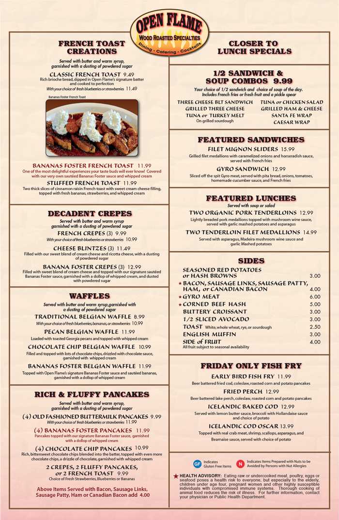 Open Flame Breakfast Menu part two