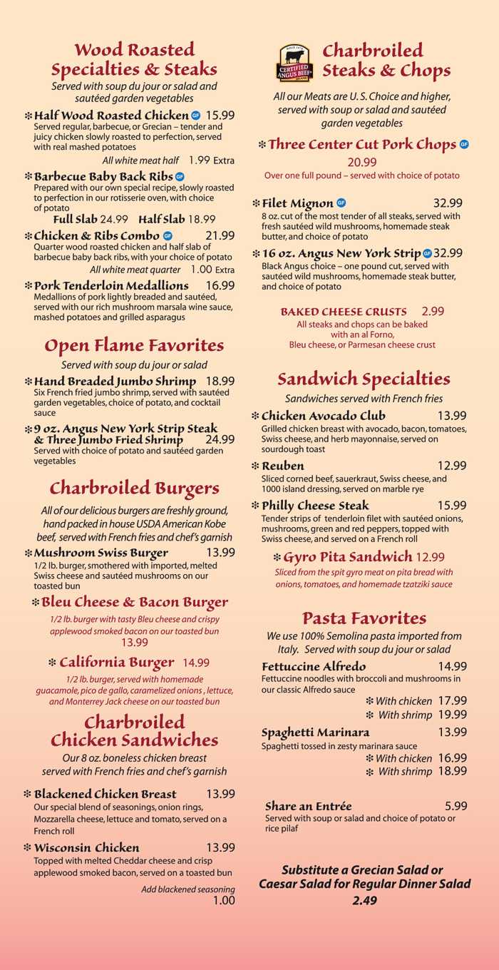 Open Flame Dinner Menu page 2