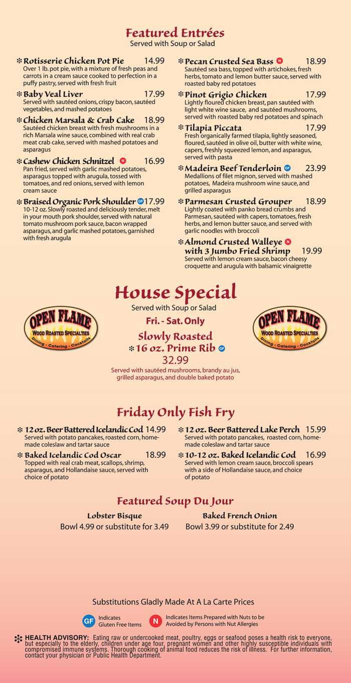 Open Flame Dinner Menu page 3