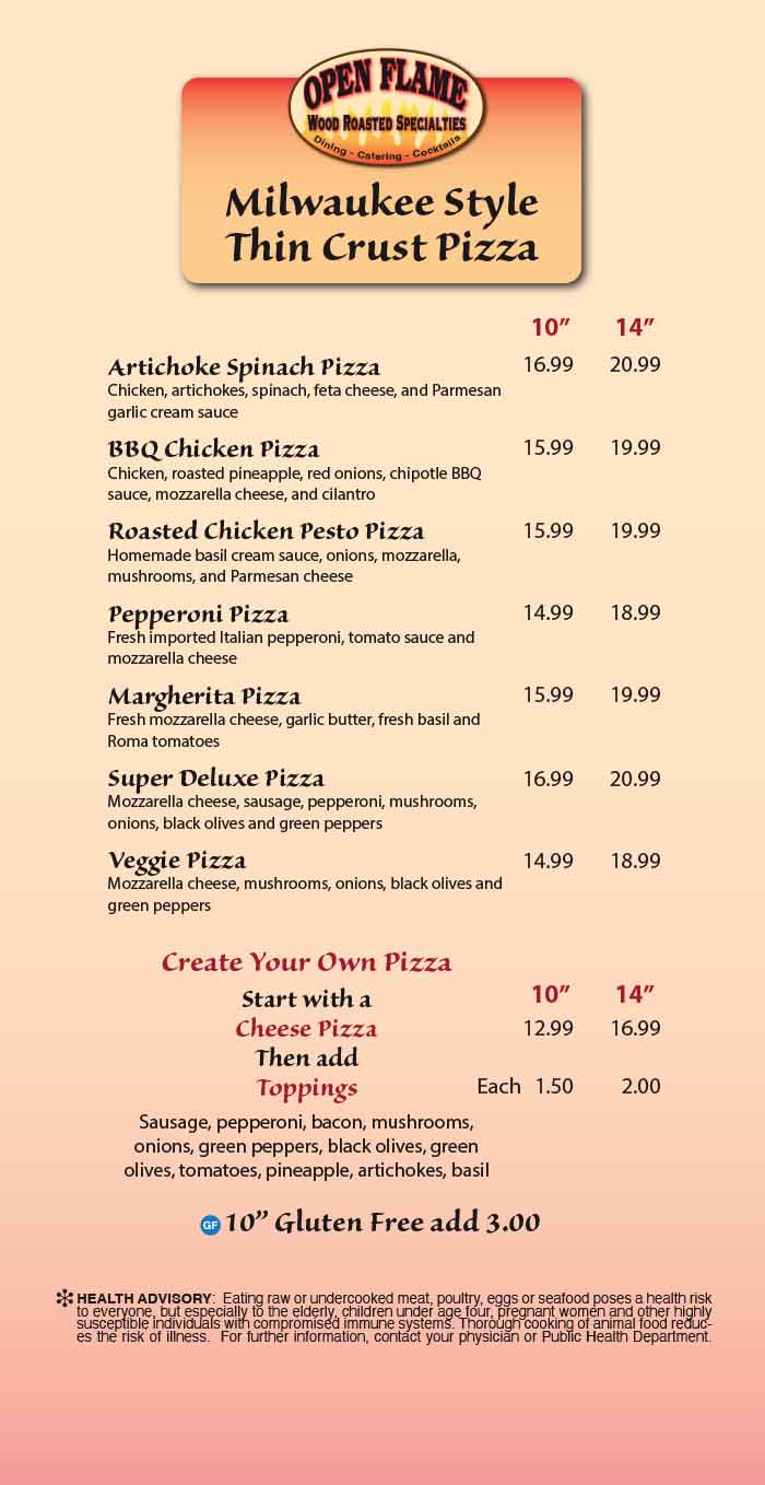 Open Flame Pizza Menu