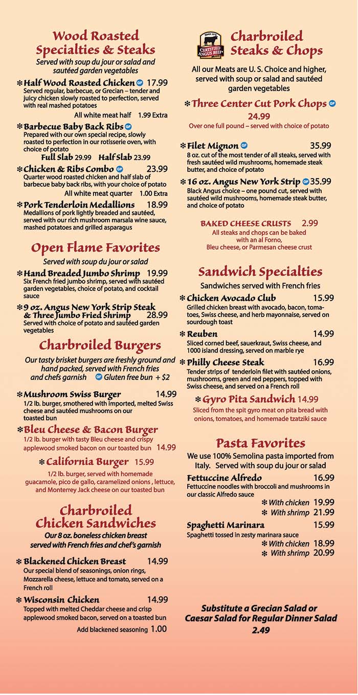 Open Flame Dinner Menu page 3