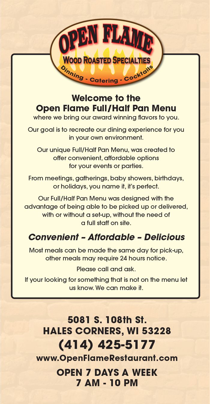 Full Pan Menu one