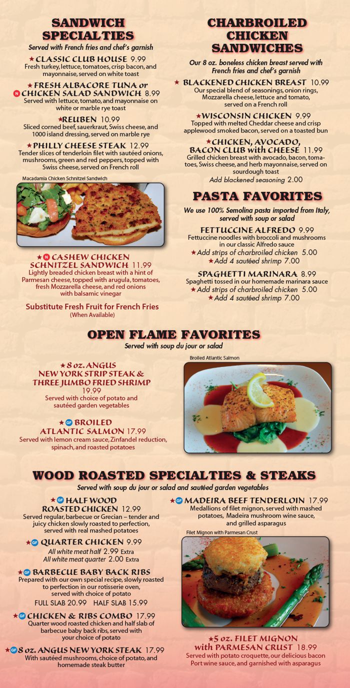 Open Flame Restaurant Lunch Menu